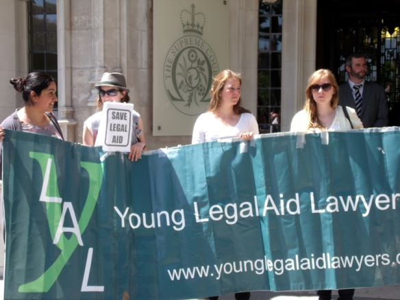 A protest by campaign group Young Legal Aid Lawyers